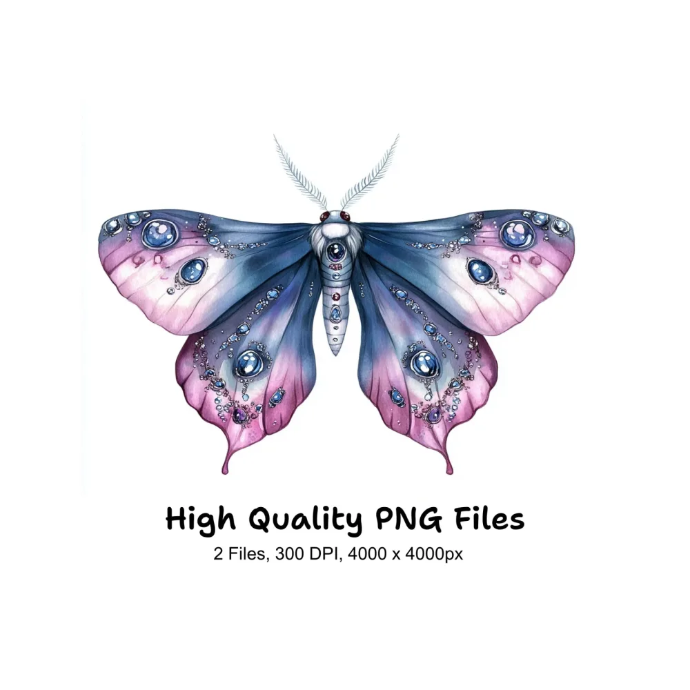 Jeweled Moth Clipart Bundle
