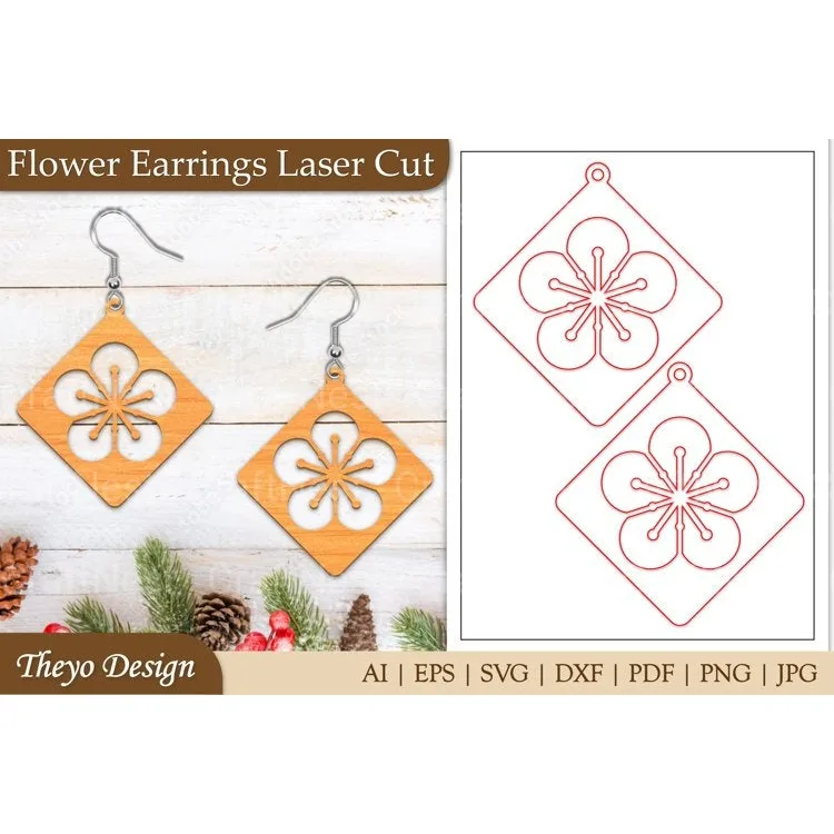 Lasercut Flower Earrings SVG Bundle