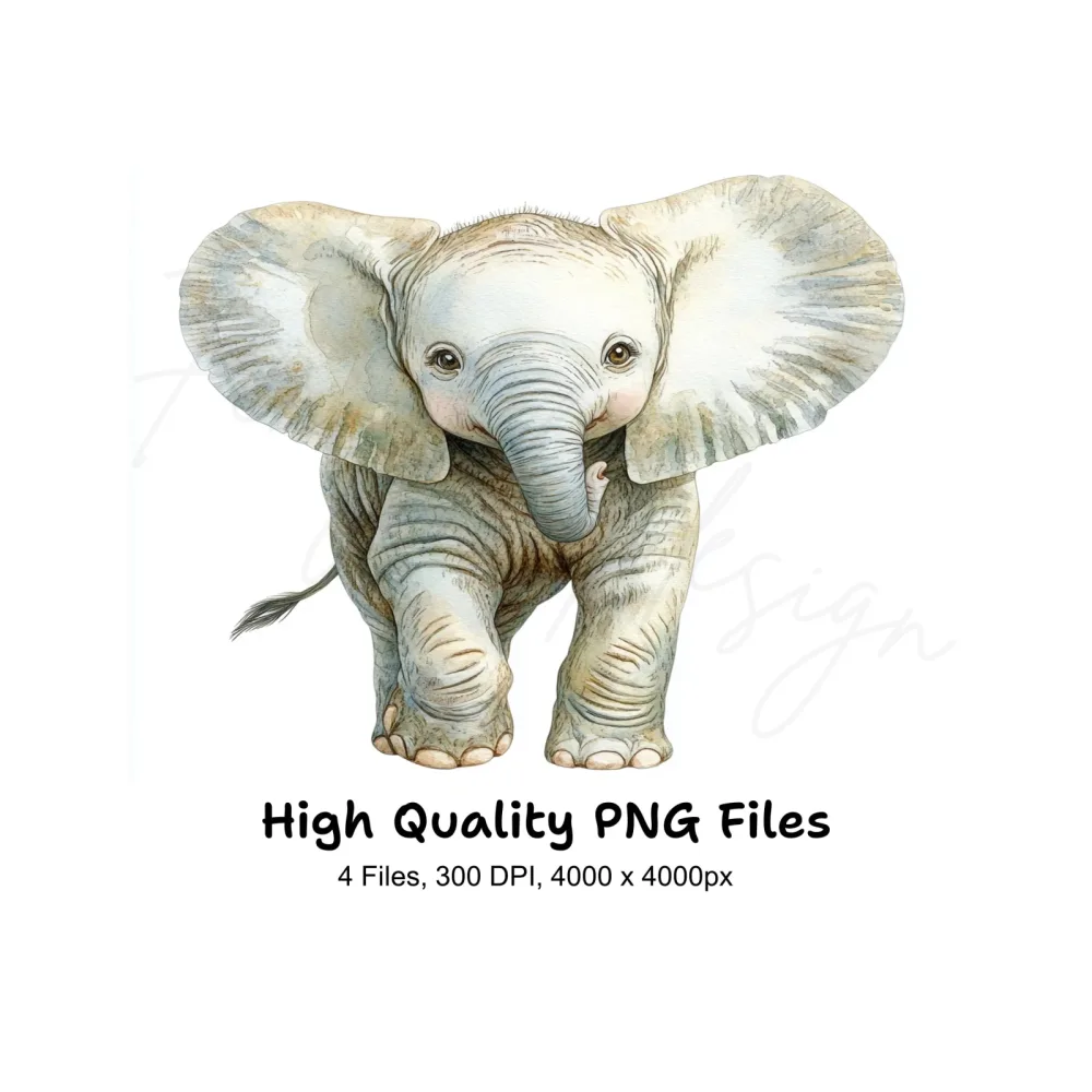 Baby Elephant Clipart Bundle