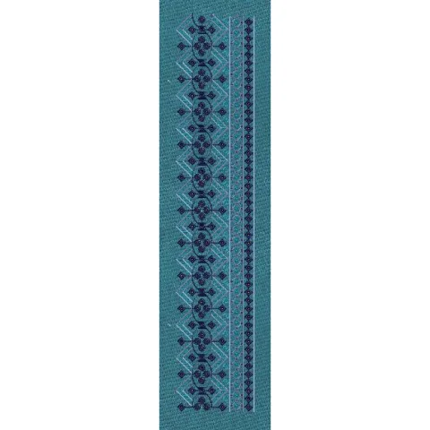 Teal Geometric Medallion Border Teal & Navy Blue Embroidery Design
