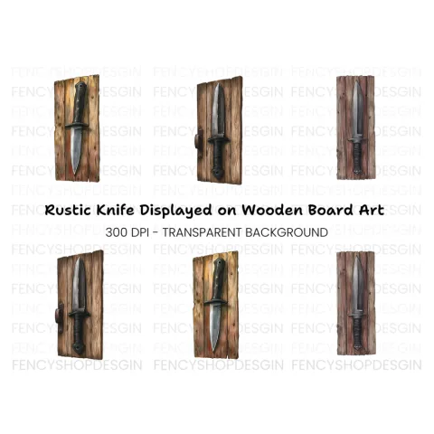 Dagger Clipart Bundle on Wooden Boards
