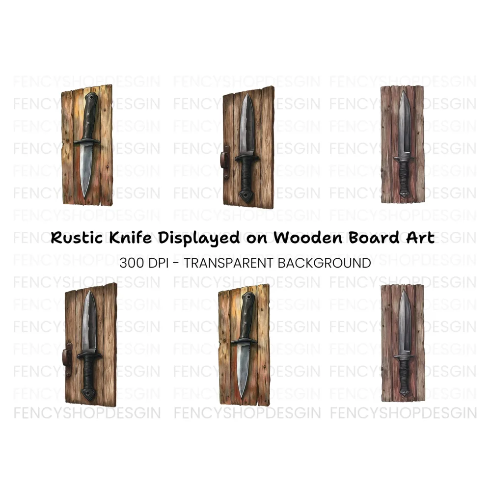 Dagger Clipart Bundle on Wooden Boards