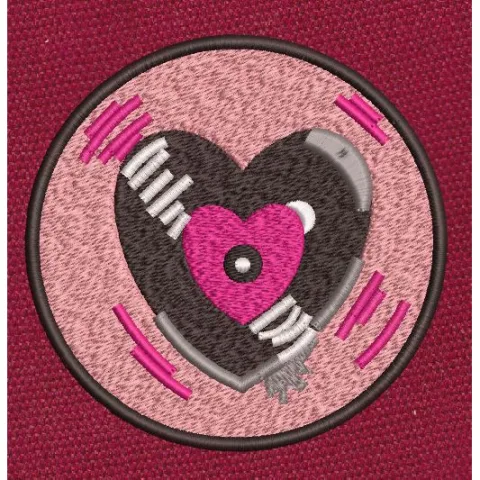 Heart Groove Vinyl Badge Embroidery Design