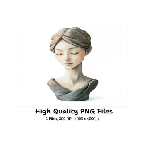 Elegant Female Bust Sculpture Clipart Bundle