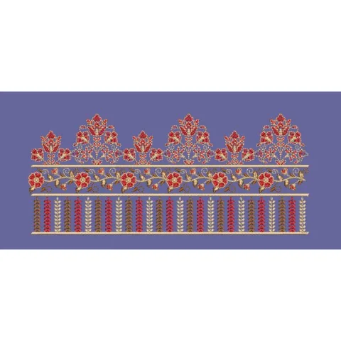 Multi Tiered Floral Ornate Border Embroidery Design