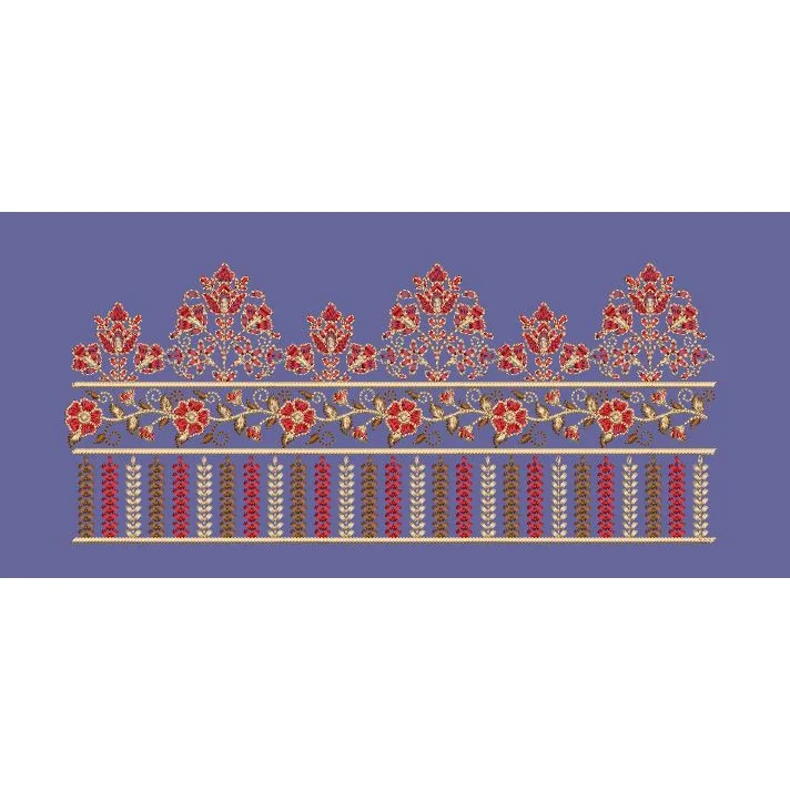 Multi Tiered Floral Ornate Border Embroidery Design