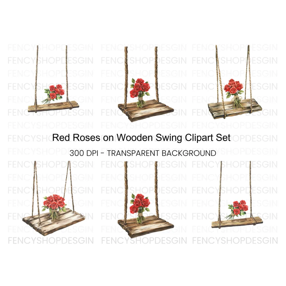 Romantic Rose Bouquet Swing Clipart Bundle