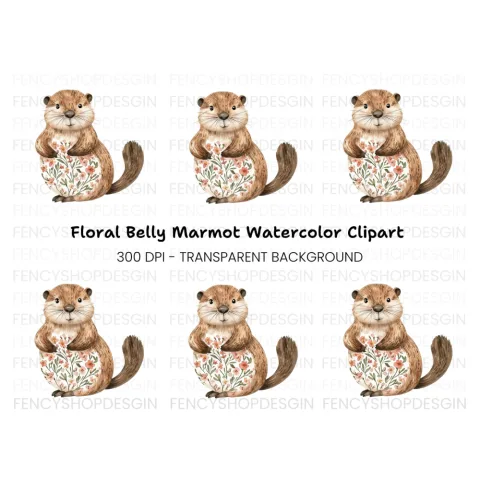 Charming Floral Otter Clipart Bundle