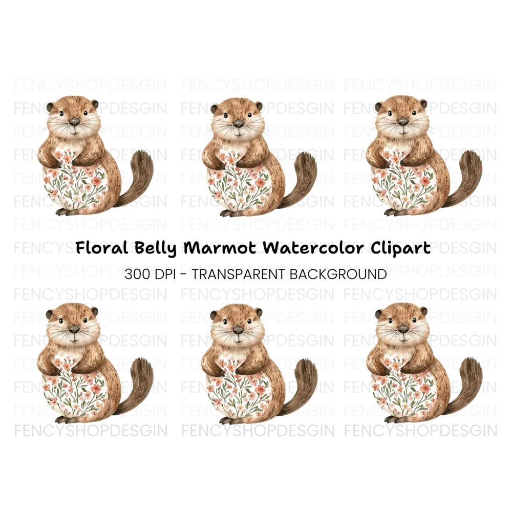 Charming Floral Otter Clipart Bundle