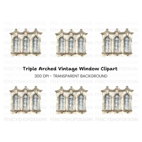 Triple Arch Window Clipart Bundle