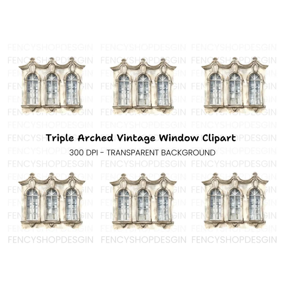 Triple Arch Window Clipart Bundle