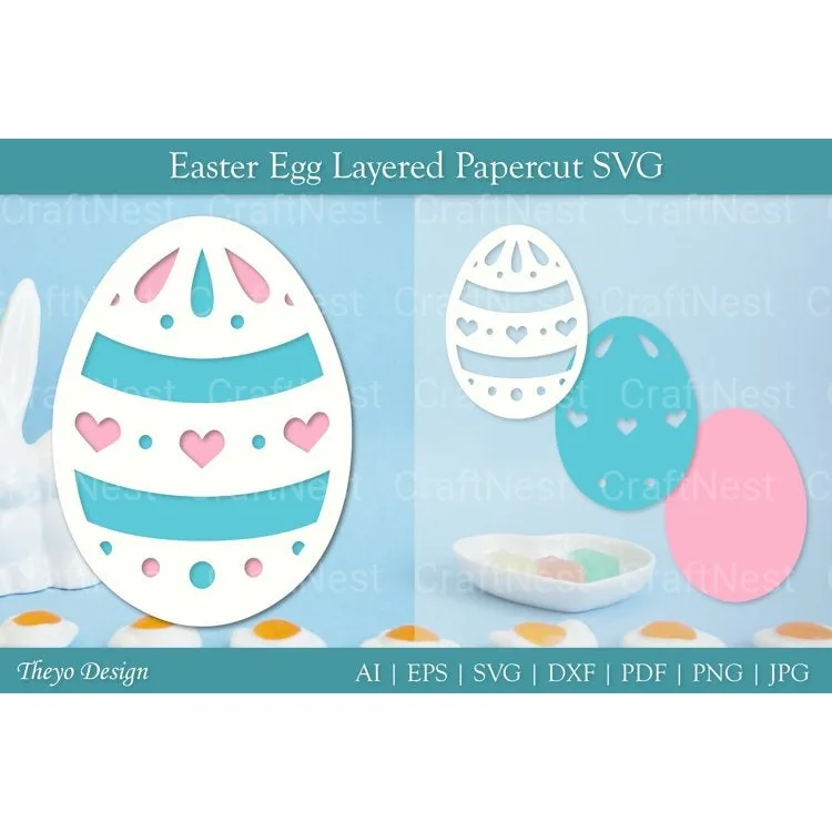 Easter Egg Layered Papercut SVG Bundle