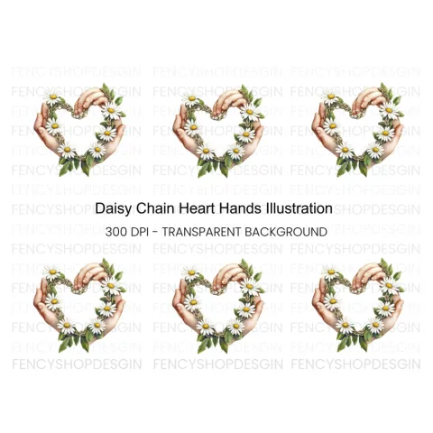 Heart Shaped Daisy Chain with Hands Clipart Bundle
