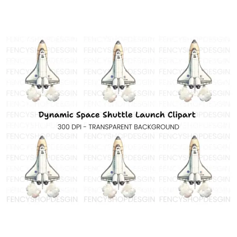 Space Shuttle Launch Clipart Bundle