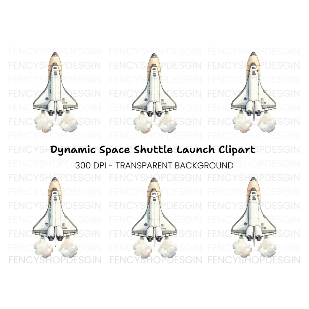 Space Shuttle Launch Clipart Bundle
