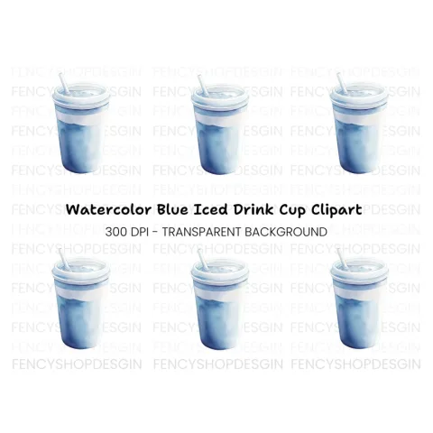 Blue Smoothie Cup Clipart Bundle
