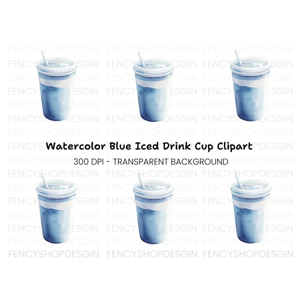 Blue Smoothie Cup Clipart Bundle