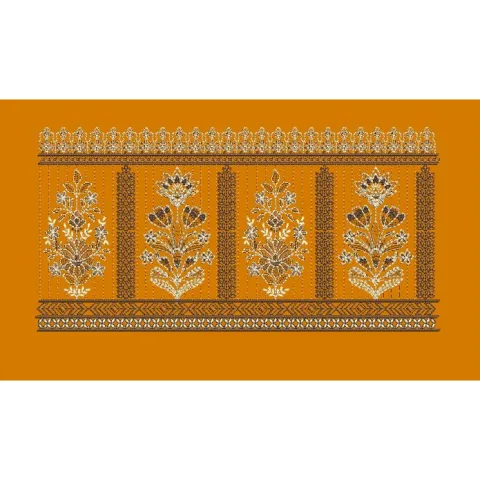 Golden Saffron Floral Embroidery Design
