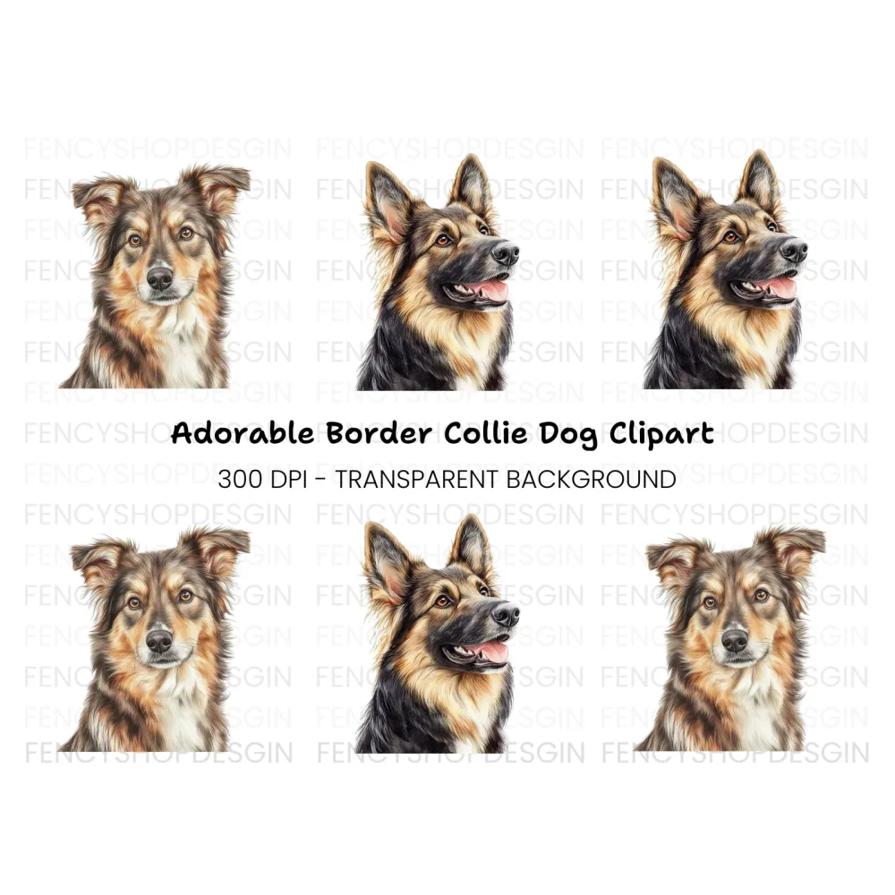 Border Collie German Shepherd Clipart Bundle