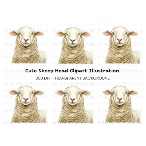 Cute Sheep Face Clipart Bundle