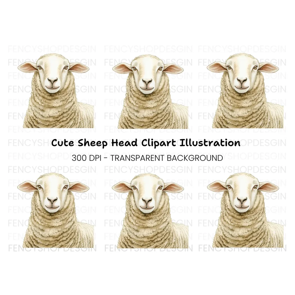 Cute Sheep Face Clipart Bundle