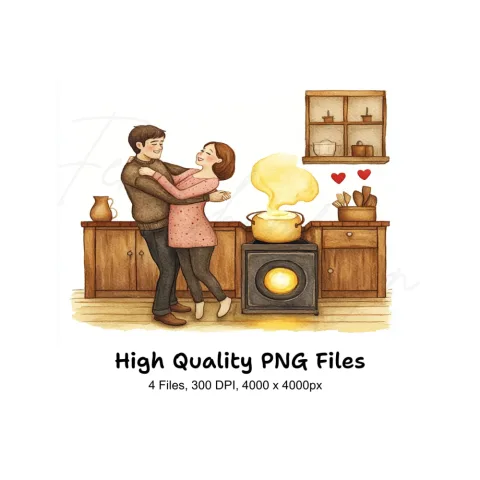 Romantic Kitchen Dance Clipart Bundle