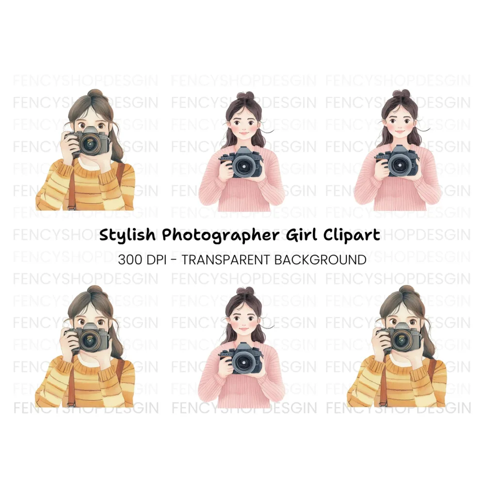 Girls With Cameras Clipart Bundle