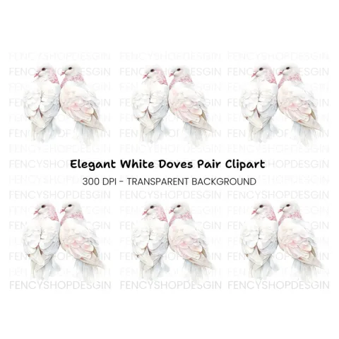 Pair of White Doves Clipart Bundle