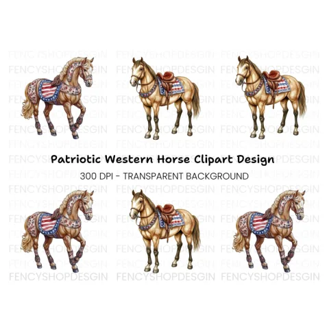 Patriotic Horse Clipart Bundle