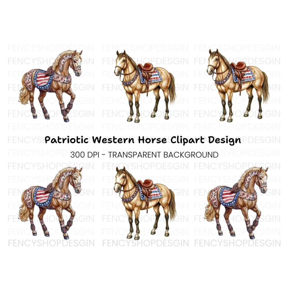 Patriotic Horse Clipart Bundle