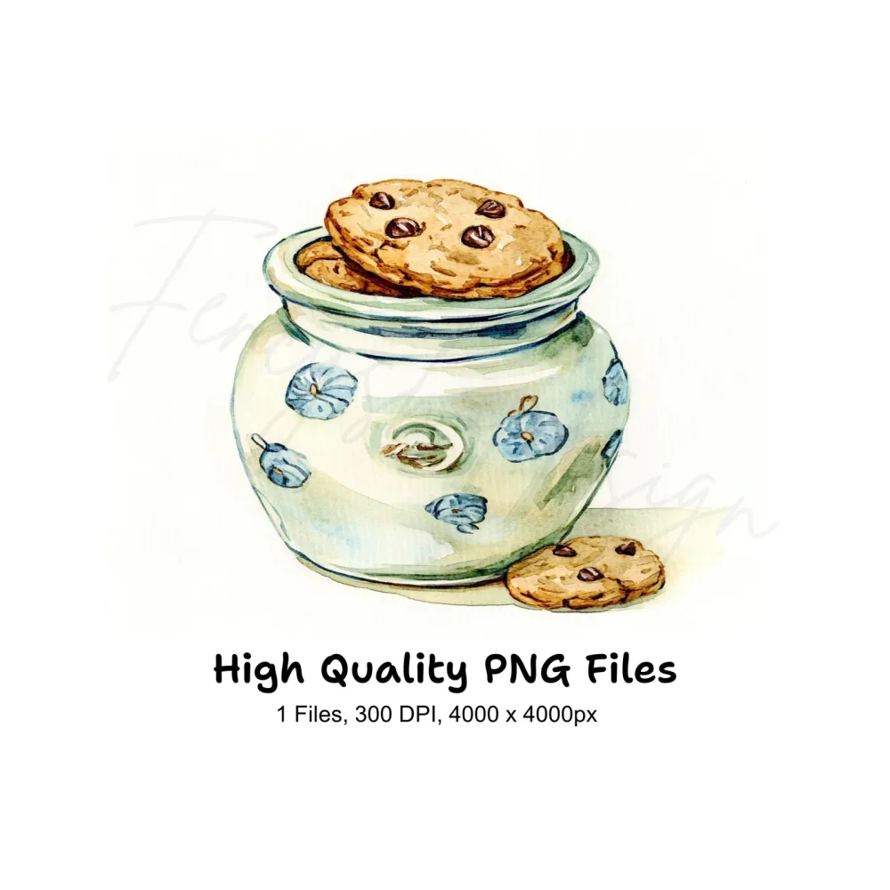 Vintage Cookie Jar with Chocolate Cookies Clipart Bundle