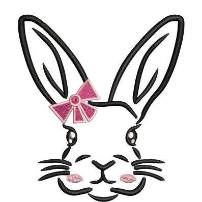 Rabbit Face Embroidery Design