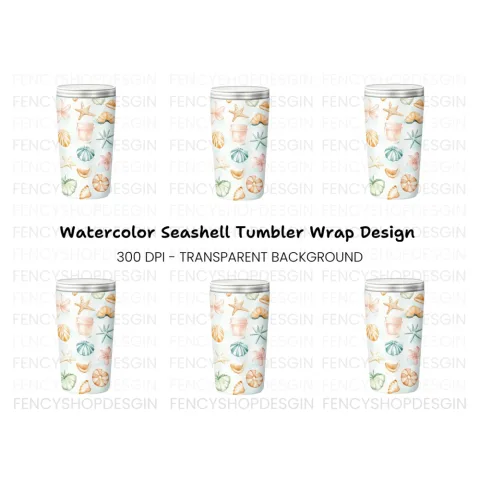 Seashells and Starfish Tumbler Clipart Bundle