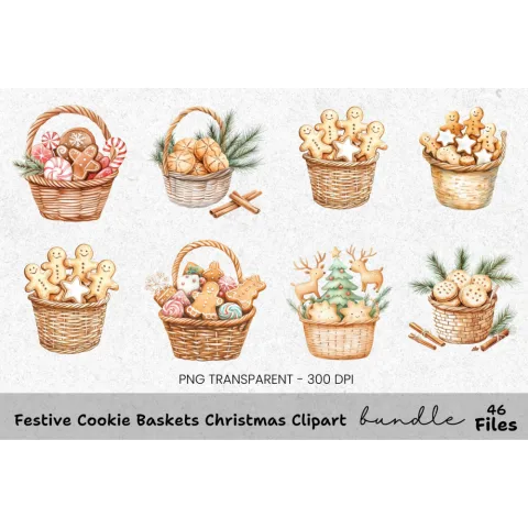Christmas Treats Baskets Clipart Bundle