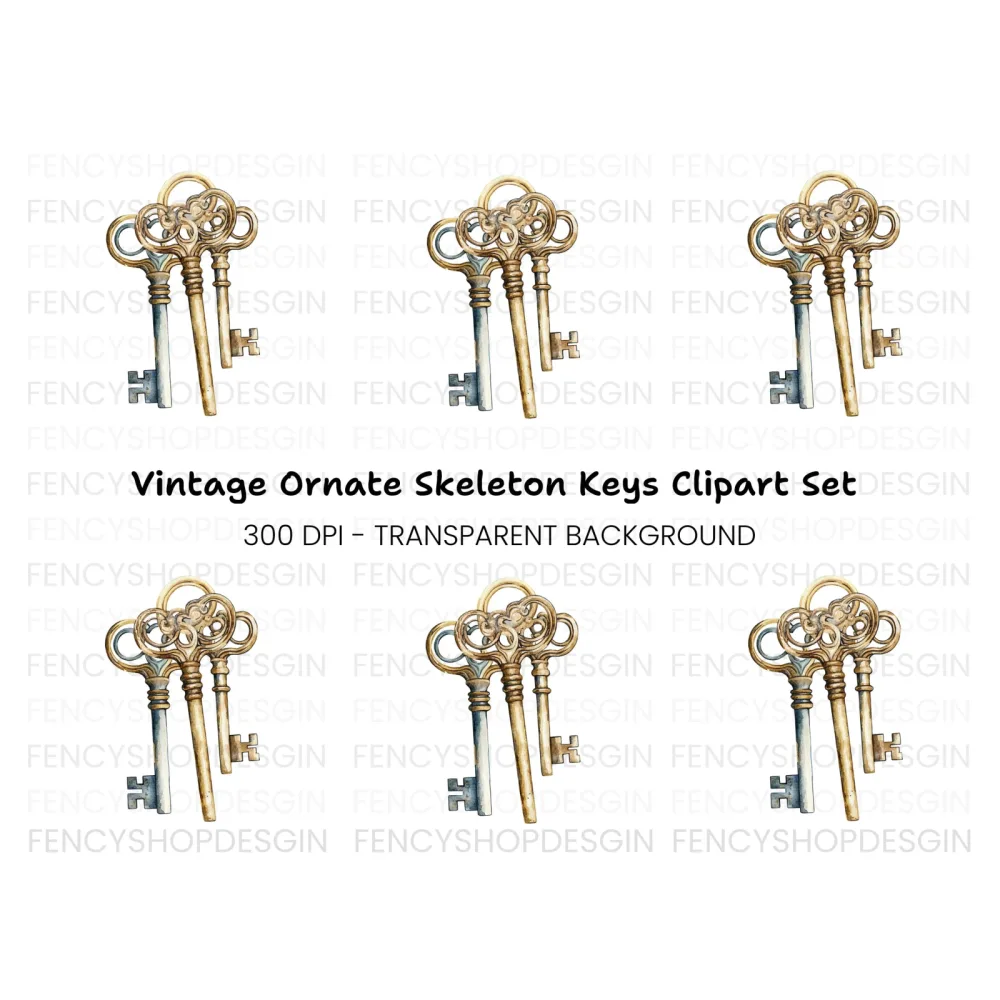 Elegant Antique Keys Clipart Bundle
