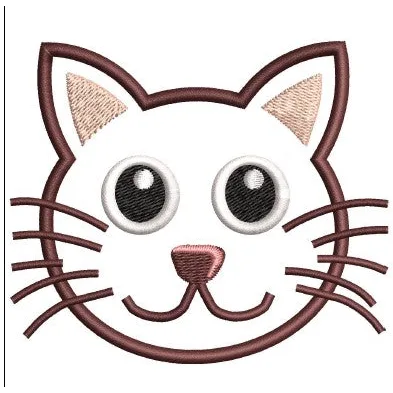 Cat Face Embroidery Design