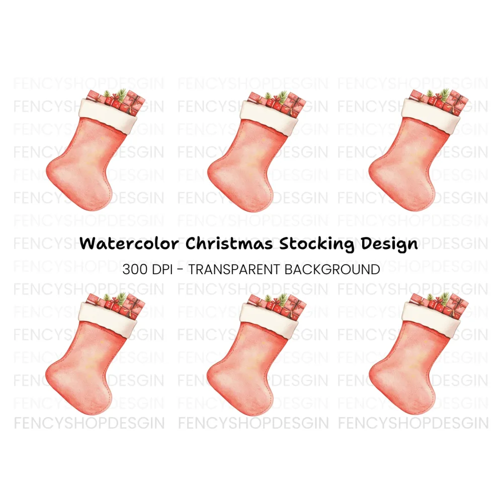 Cozy Christmas Stocking with Gifts Clipart Bundle