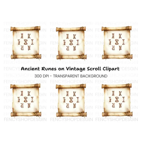 Mystical Rune Alphabet Scroll Clipart Bundle