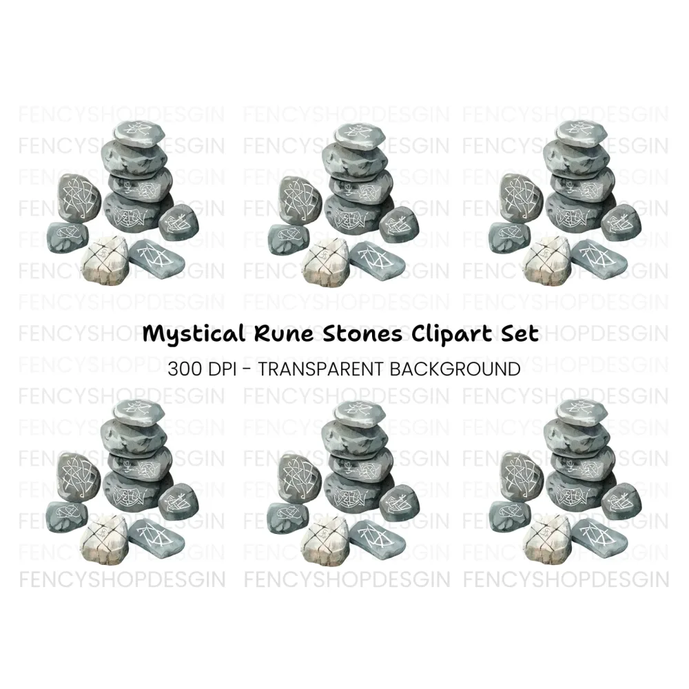Stacked Rune Stones Clipart Bundle