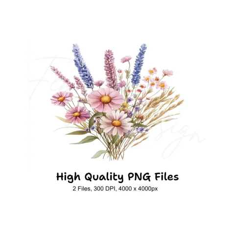 Wildflower Bouquets Clipart Bundle