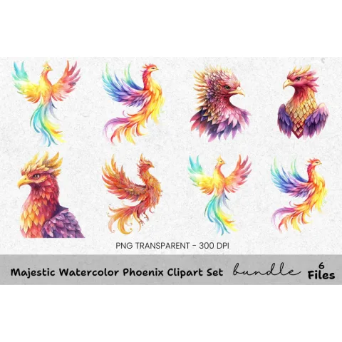 Majestic Phoenix Clipart Bundle