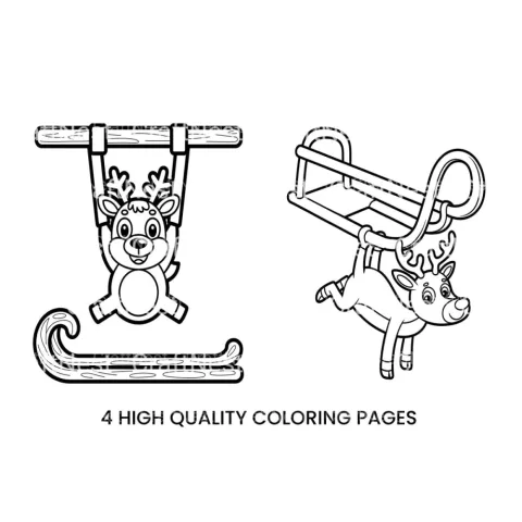 Christmas Reindeer Sleigh Coloring Books