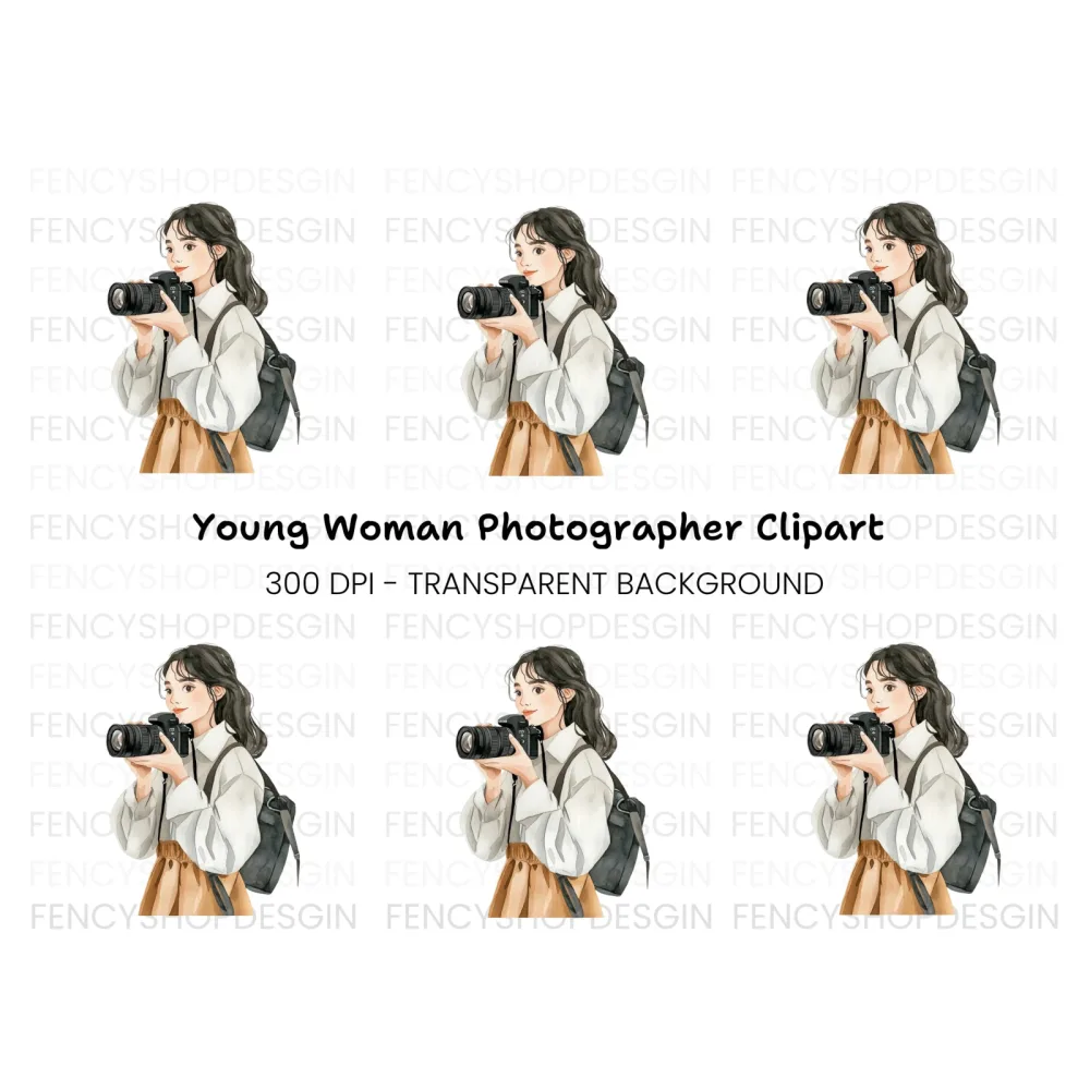 Stylish Girl Photographer Clipart Bundle