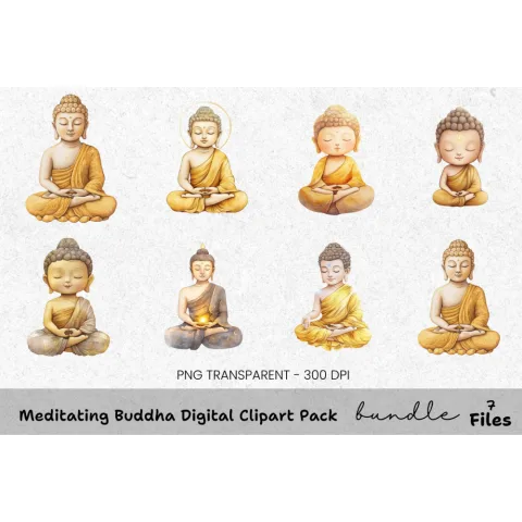 Meditating Buddha Clipart Bundle