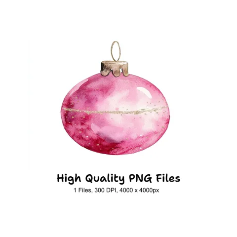 Pink Christmas Ornament Clipart Bundle