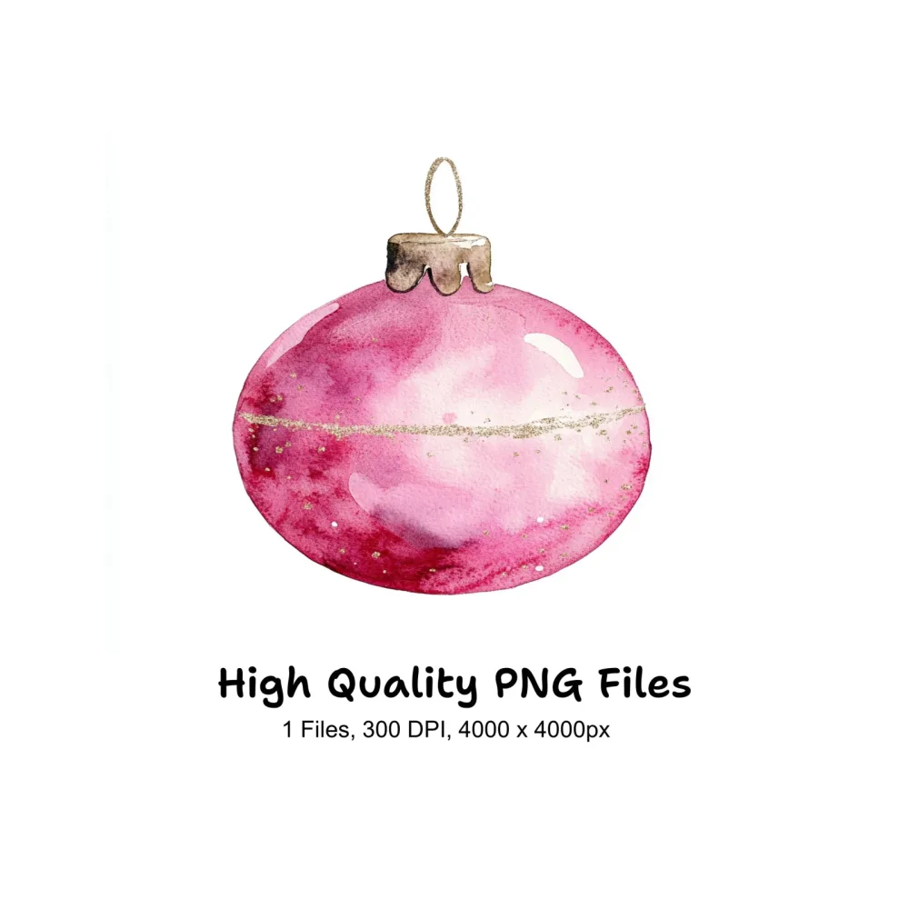 Pink Christmas Ornament Clipart Bundle