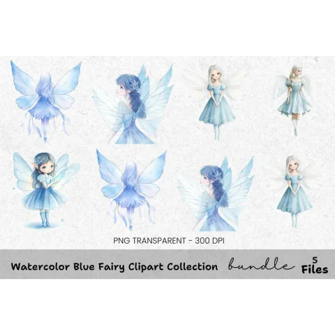 Blue Fairy Clipart Bundle