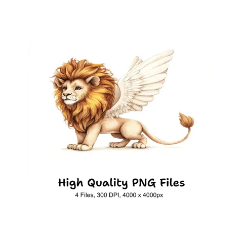 Majestic Winged Lion Clipart Bundle