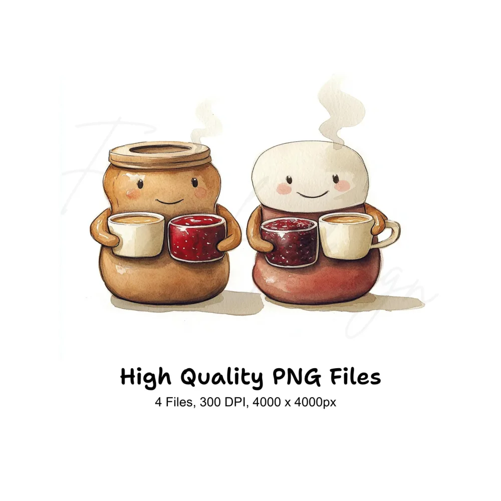 Cute Peanut Butter and Jelly Clipart Bundle