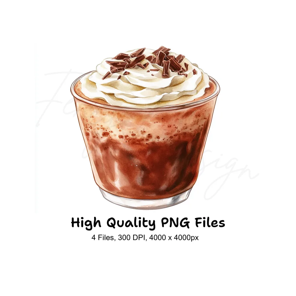 Hot Chocolate with Whipped Cream Clipart Bundle